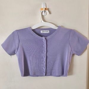 Women's Girl's lavender purple cropped knit sweater top